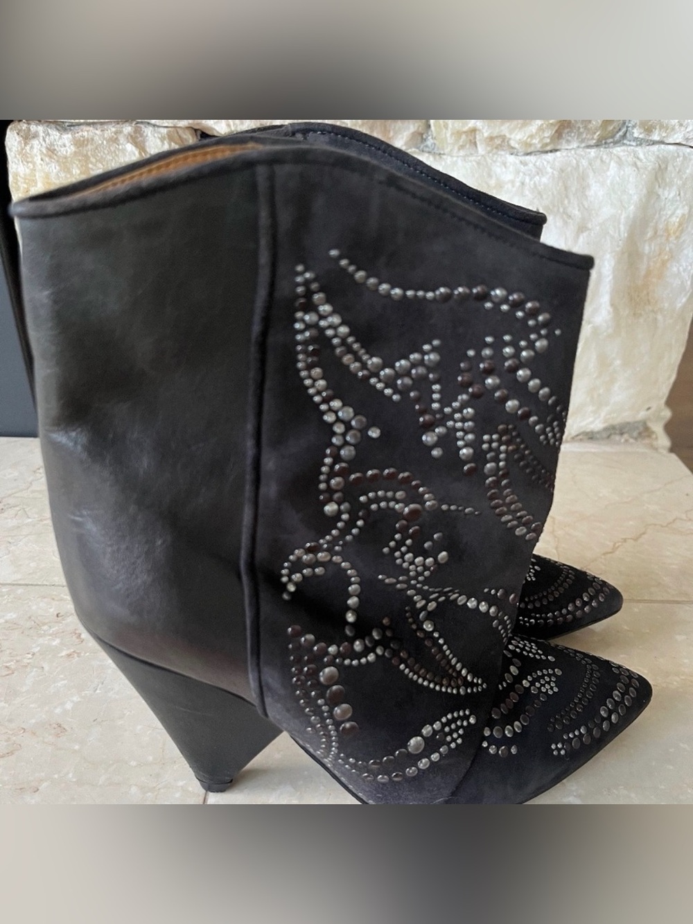 Isabel Marant Studded Suede Pointed-Toe Ankle Boots - Picture 3 of 4